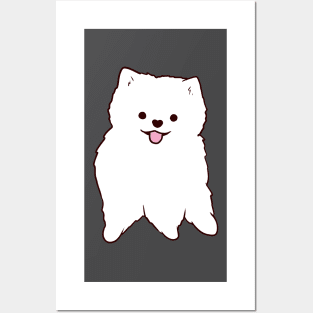 White pomeranian illustration Posters and Art